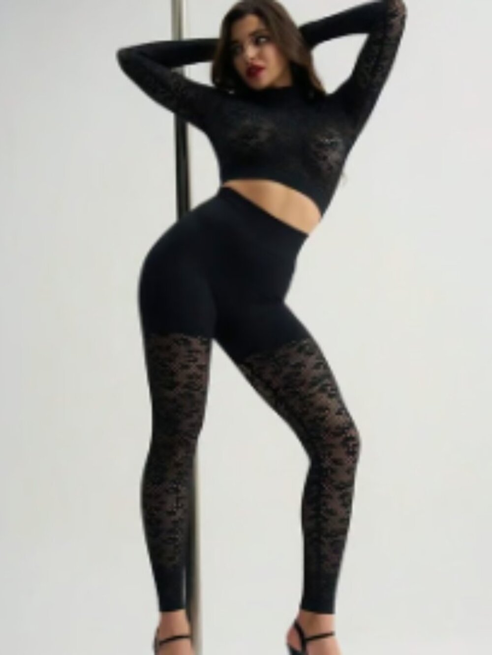 Seamless Leggings and Long Sleeve Crop Top Matching Set
